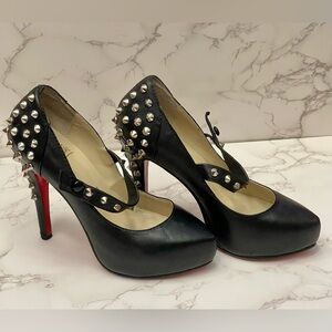 CHRISTIAN LOUBOUTIN Mad Mary Studded Pumps in Black 120mm - Size 35